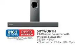 OK Furniture Skyworth - 2.1-channel soundbar with wireless subwoofer offer