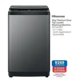 OK Furniture Hisense - 11kg titanium grey top-loader washing machine wtja1112t offer