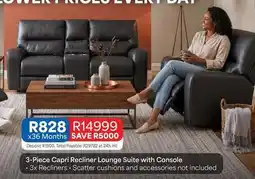 OK Furniture Total - 3-piece capri recliner lounge suite with console offer