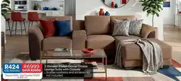 OK Furniture Total - 2-division tristan corner chaise lounge suite with console offer