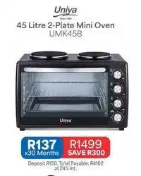 OK Furniture Univa - 45 litre 2-plate mini oven umk45b offer