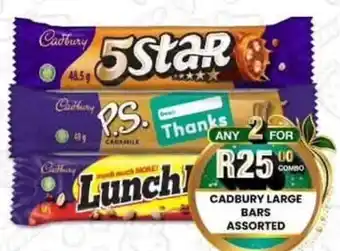 Take 'n Pay Cadbury Large Bars Assorted offer