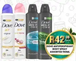 Take 'n Pay Dove antiperspirant body spray assorted offer