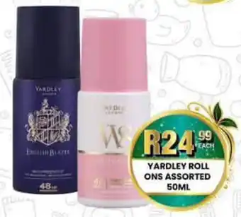 Take 'n Pay Yardley roll ons assorted offer
