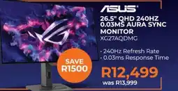 Expert ASUS 26.5" QHD 240HZ 0.03MS AURA SYNC MONITOR XG27AQDMG offer