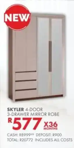 Beares Skyler 4-door 3-drawer mirror robe offer