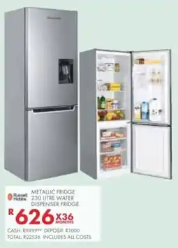Beares Russell Hobbs Metallic Fridge Water Dispenser Fridge offer