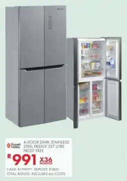 Beares Russell hobbs 4-door dark stainless steel fridge frost free offer