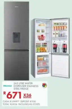 Beares Hisense water dispenser stainless steel fridge offer