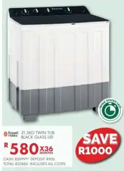 Beares Russell hobbs twin tub black glass lid offer