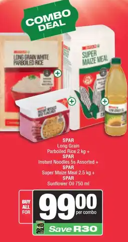 Spar SPAR Long Grain Parboiled Rice, SPAR Instant Noodles, SPAR Super Maize Meal and SPAR Sunflower Oil offer