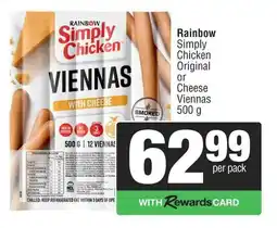 Spar Rainbow Simply Chicken Viennas with Cheese offer