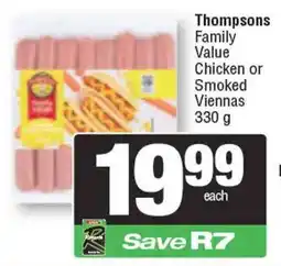 Spar Thompsons Family Value Chicken or Smoked Viennas offer