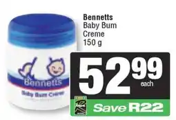 Spar Bennetts Baby Bum Creme offer