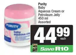 Spar Purity Baby Aqueous Cream Assorted offer