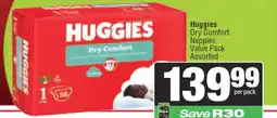 Spar Huggies Dry Comfort Nappies Assorted offer