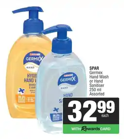 Spar Germex Hand Wash or Hand Sanitiser Assorted offer