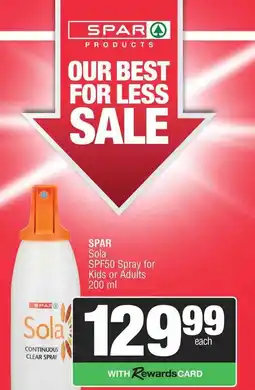 Spar SPAR Sola SPF50 Spray for Kids or Adults offer