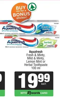 Spar Aquafresh Toothpaste offer