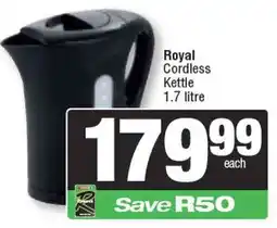 Spar Royal Cordless Kettle offer