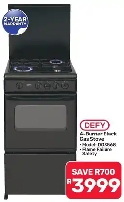 Pick n Pay Hypermarket DEFY 4-Burner Black Gas Stove offer