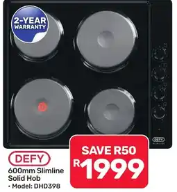 Pick n Pay Hypermarket DEFY 600mm Slimline Solid Hob offer