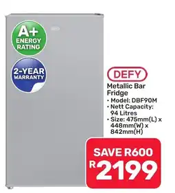 Pick n Pay Hypermarket DEFY Metallic Bar Fridge offer