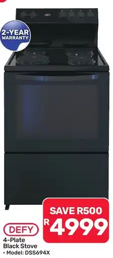 Pick n Pay Hypermarket DEFY 4-Plate Black Stove offer
