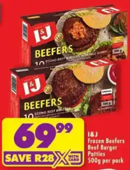 Shoprite I&J Frozen Beefers Beef Burger Patties offer