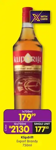 Shoprite Klipdrift Export Brandy offer