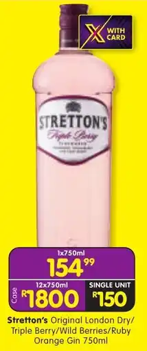 Shoprite Stretton's Original London Dry/ Triple Berry/ Wild Berries/ Ruby Orange Gin offer