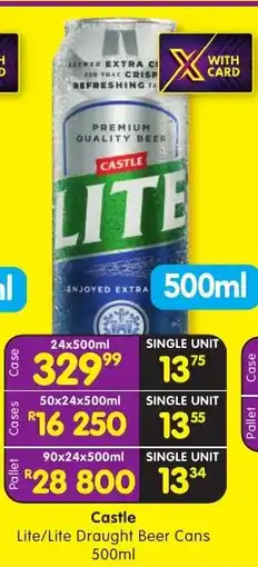 Shoprite Castle Lite/Draught Beer Cans offer