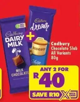 Shoprite Cadbury Chocolate Slab offer