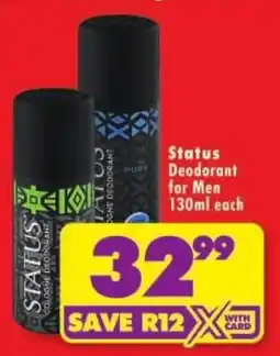 Shoprite Status Deodorant for Men offer