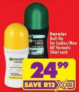 Shoprite Garnier Roll-On for Ladies/Men offer