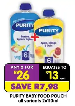 Shoprite PURITY BABY FOOD POUCH offer