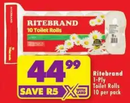 Shoprite Ritebrand 1-Ply Toilet Rolls offer