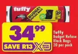 Shoprite Tuffy Budget Refuse Black Bags offer