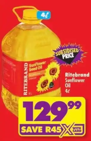 Shoprite Ritebrand Sunflower Seed Oil offer