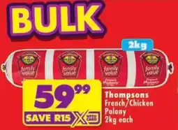Shoprite Thompsons French/Chicken Polony offer