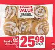 Spar Spar Country Value Chelsea Buns-6s Per Pack offer