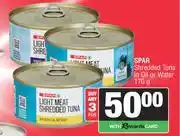 Spar Spar Shredded Tuna In Oil Or Water-For 3 x 170g offer