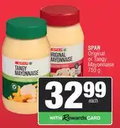 Spar Spar Original Or Tangy Mayonnaise-750g offer