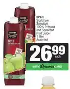 Spar Spar Signature Selection 100% Pressed & Squeezed Fruit Juice Assorted-1L offer