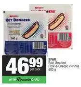 Spar Spar Red, Smoked Pork & Cheese Viennas-500g Per Pack offer