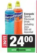 Spar Energade Sports Flavoured Drink Including Zero-For 2 x 500ml offer