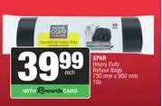 Spar Spar Heavy Duty Refuse Bags 750mm x 900mm-10s offer