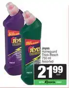 Spar Jeyes Homeguard Thick Bleach Assorted-750ml offer