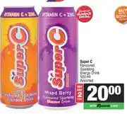Spar Super C Flavoured Sparkling Energy Drink Assorted-For 2 x 500ml offer