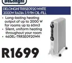 Sounds Great DeLonghi TRRSE0920 White 2000W Radia S 9 Fin Oil-Fill offer